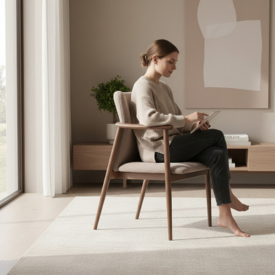 Esszimmer Stuhl Design Polster Stoff Textil Stil Moderner Lehnstuhl Sessel