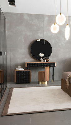 Schlafzimmer Schminktisch Spiegel Hocker Komplett Set Neu 3tlg braun