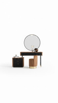 Schlafzimmer Schminktisch Spiegel Hocker Komplett Set Neu 3tlg braun