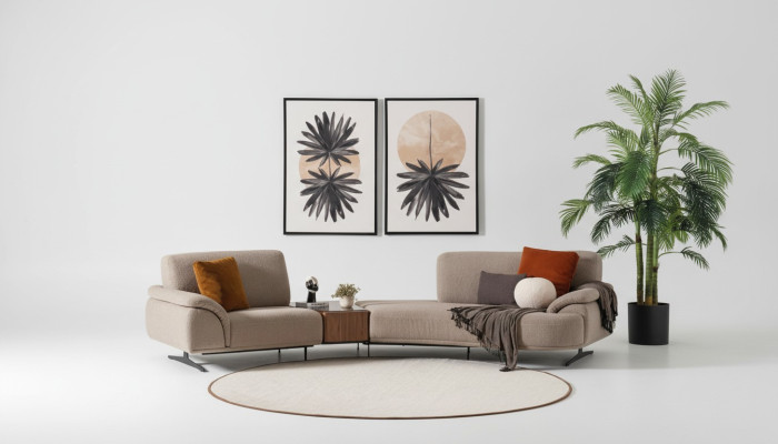 Wohnzimmer Design Sofa 5 Sitz Textil Couch Polster Sofas Neu braun