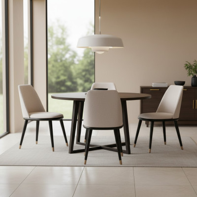 Designer Mega komfortabler beige Esszimmerstuhl im modernen Stil