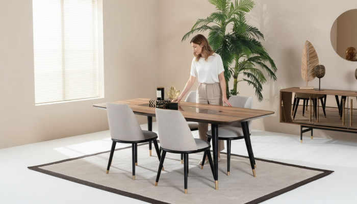 Esstisch 4 x Stühlen Esszimmer Set Essgruppe Holz Tisch 5tlg. Gruppe