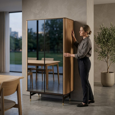Vitrinen Glas Bar Schrank Haus Schränke Wand Regal Holz Wohnzimmer
