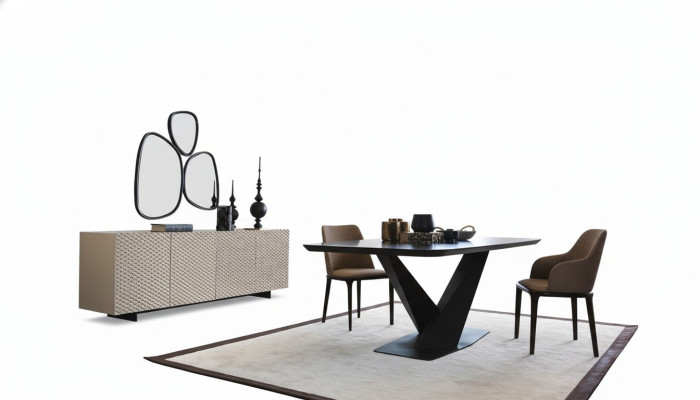 Esstisch Tisch 4x Stühle Anrichte Spiegel 7tlg Design Gruppe Garnitur