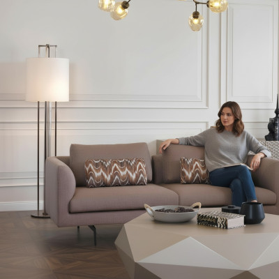 Wohnzimmer Sofa Polster 3 Sitzer Couchen Sitzgarnitur Textil grau