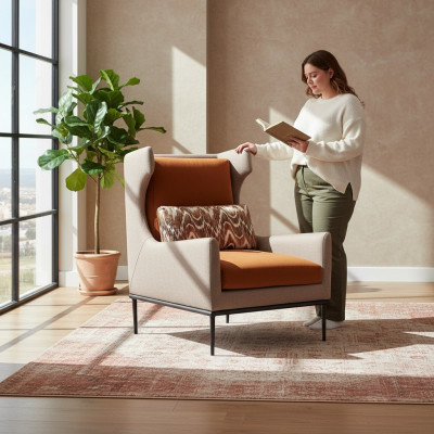 Wohnzimmer Sessel Couch Polster Design Textil 1 Sitz Couchen Polster