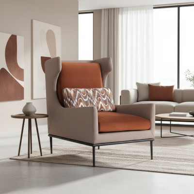 Wohnzimmer Sessel Couch Polster Design Textil 1 Sitz Couchen Polster