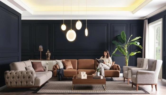 Sofagarnitur 4tlg. Set Couch Sofa Möbel Garnitur Design Chesterfield