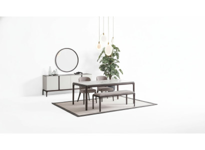 Esszimmer Set Tisch 2x Stühle Anrichte Spiegel Bank 6tlg Essgruppe Neu