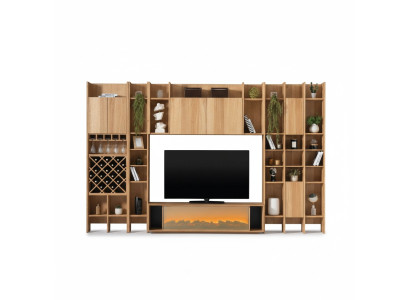 Wohnzimmer Wohnwand Holz Luxus Garnitur neu Stil Modern Luxus braun