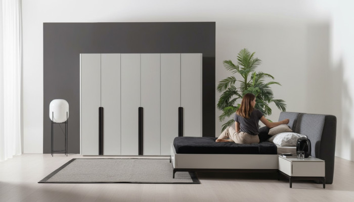 Bett 2x Nachttisch Kleiderschrank Luxus Holz Schlafzimmer Hotel Einrichtung 4tlg.