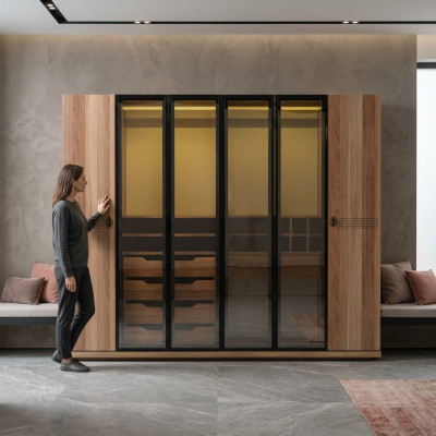 Durchsichtiger Kleiderschrank Möbel Luxus Design Einrichtung Schlafzimmer