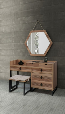 Schlafzimmer Spiegel Kommode Holz Modernes Design Luxus braun neu