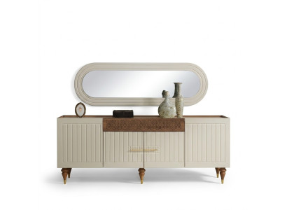 xxl sideboard Anrichte Kommode 201cm mit Spiegel 2tlg. Schrank Kommoden