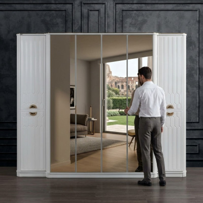 Schlafzimmer Möbel Holz Schrank Kleiderschrank Stil Modern Weiß Neu