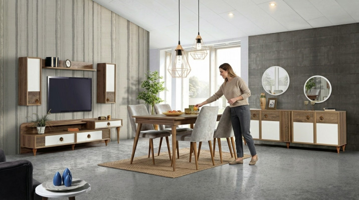 Esszimmer Komplett Set Tisch 4x Stühle Ess Gruppe Holz Tisch Tische 12tlg