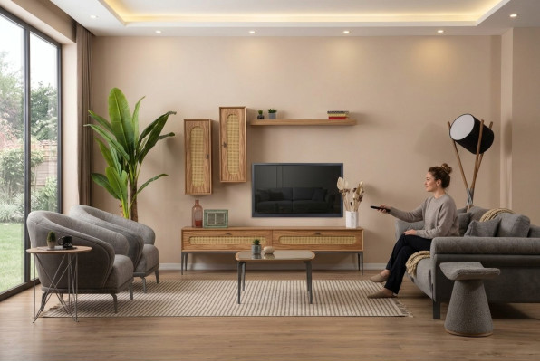 Lowboard rtv Wandschränke Wohnzimmer Holz Möbel Wandregal Set 4 tlg.