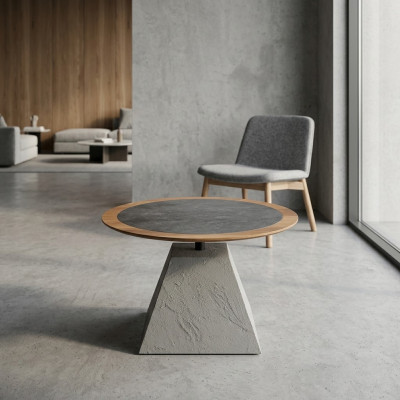 Couchtisch Holz Rund Beistell Design Silber Tisch Möbel Wohnzimmer 
