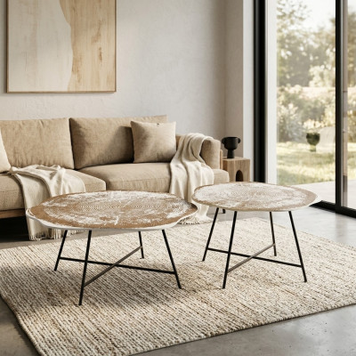 Couchtische 2er Set Couchtische Tische Designer Rund 2tlg Kaffeetische