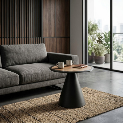 Designer Couchtisch Beistelltisch Wohnzimmer Schwarz Tisch Möbel Rund