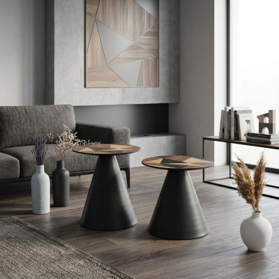 Designer-Set mit 2x Couchtischen im zeitgenössischen Stil für das Wohnzimmer