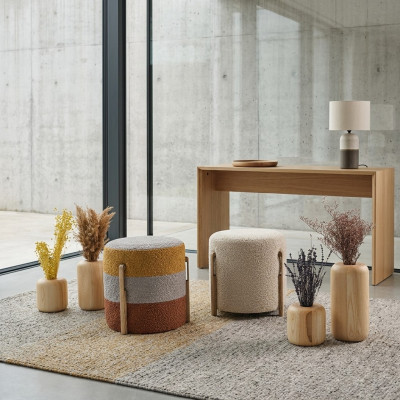 Gruppe Hocker Polyester Wohnzimmer Sitz Stoff Luxus Sitzer 2tlg. Neu