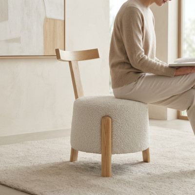 Stuhl Esszimmer Polsterstuhl Lounge Weiß Textil Sitz Sessel Holz Neu