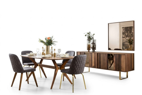 Komplett Set Esstisch 4x Stühle Esszimmer Set Ess Gruppe Sideboard 7tlg