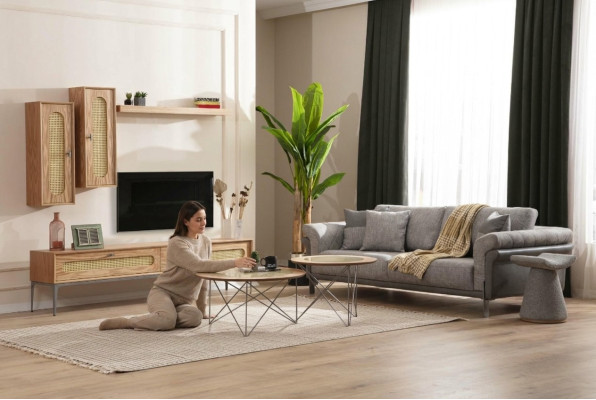 tv Schrank Lowboard rtv Möbel Sofa 3 Sitzer 2x Couchtische Fernsehwand