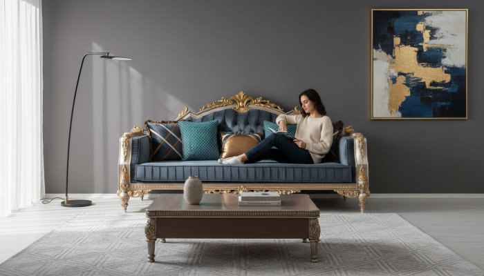 Designer 3-Sitzer Sofa im klassischen Stil für das Wohnzimmer