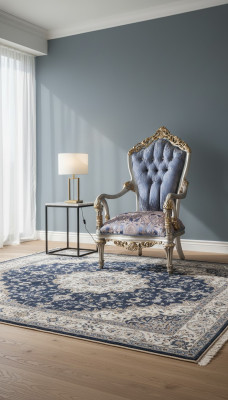 Luxuriöser Sessel im klassischen Stil für das Wohnzimmer mit goldenen dekorativen Mustern