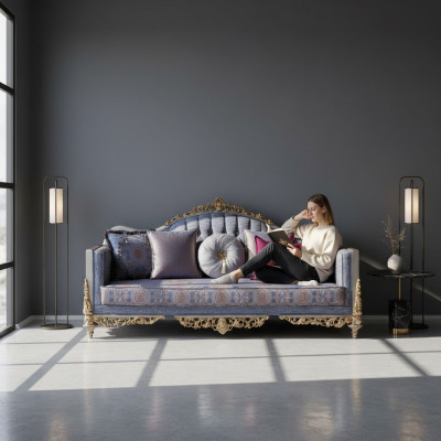 Design Sofa 3 Sitzer Polster Luxus Klassische Textil Sofas Chesterfield