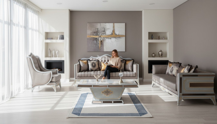 Klassische Sofagarnitur Königliche Stil Möbel Sofa Couch Set Couchtisch 4tlg