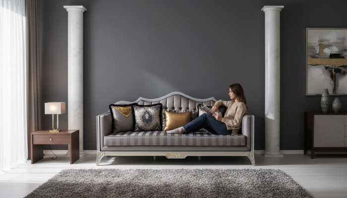 Sofa 3 Sitzer Couchen Sofas Dreisitzer Textil Luxus Couch Polster Barock