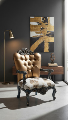 Chesterfield Design Sessel mit goldener Rückenlehne für Wohnzimmer