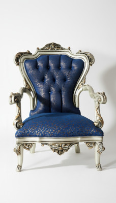 Ein fabelhafter Sessel im klassischen Stil in Blau mit dekorativen Mustern
