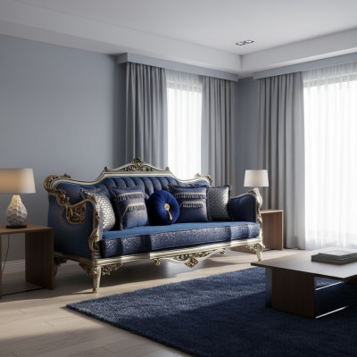 Exquisites klassisches Sofa für das Wohnzimmer mit goldenen Mustern