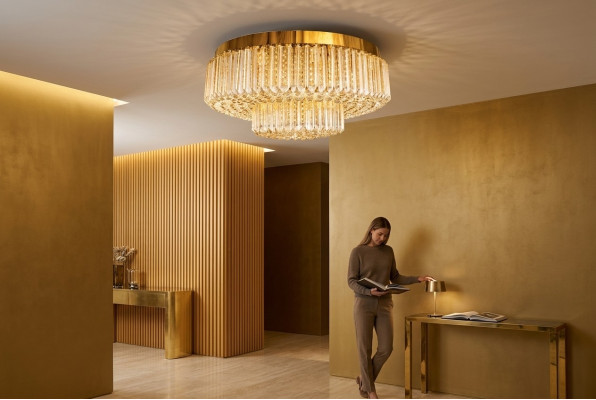 Kronleuchter Decken Leuchte Luxus Runder Luster Lampe gold Leuchten