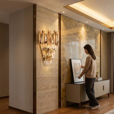 Wohnzimmer Kronleuchter Deckenlampe Hängeleuchte gold Schlafzimmer