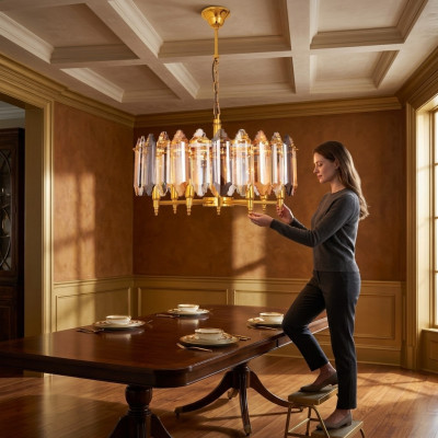 Kronleuchter Gold Deckenlampe Lampe Leuchte Goldene Hängelampe 60x75cm