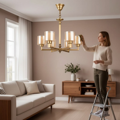Deckenlampe Wohnzimmer Deckenleuchten Lichtschirm Luster Glass Luxus