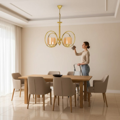 Deckenlampe in Goldfarben Luxus Decken Luster Glass Wohnzimmer