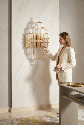 Wandleuchte Design Flur Lampen WohnZimmer Luxus neu gold