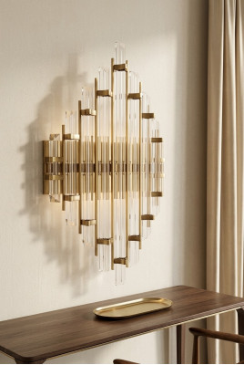 Wandlampe Wand Leuchten Lampen Crystal Wohnzimmer Luxus gold