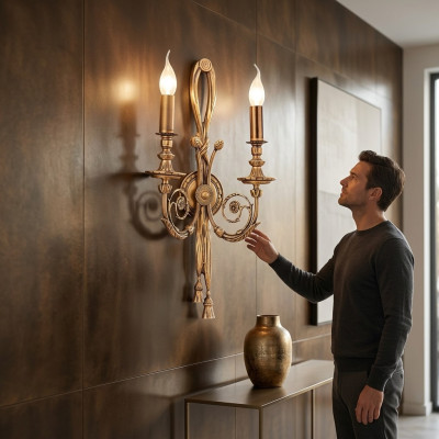 Wandlampe Goldene Wandleuchte Klassische Lampe Barock Leuchte Gold