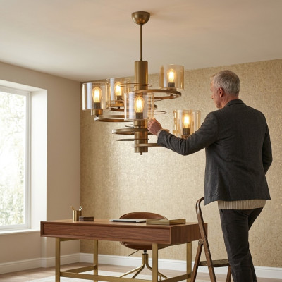 Deckenlampe Hänge Lüster Luxus Beleuchtung Wohnzimmer neu Crystal