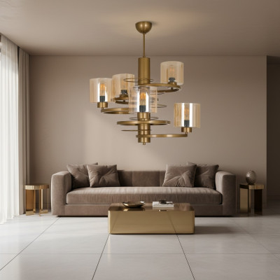 Deckenlampe Hänge Lüster Luxus Beleuchtung Wohnzimmer neu Crystal