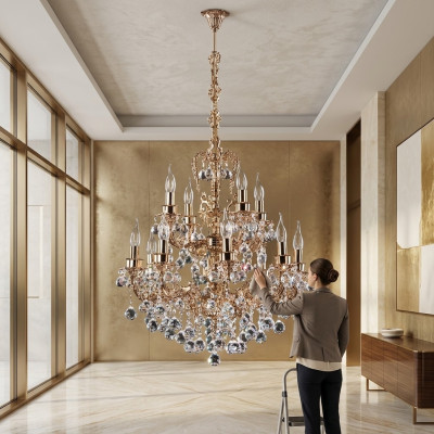 Deckenleuchte Luster Kronleuchter Kristall Lampe Leuchten Lampen Geld 65x113