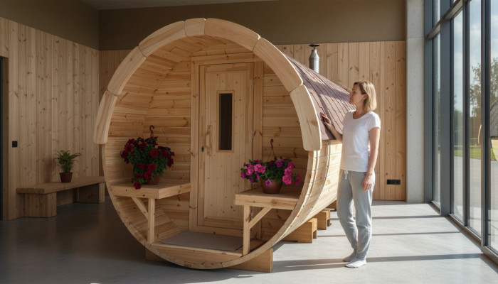 Sauna Saunafass Outdoor Gartensauna 590 x Ø 2,27 m Saunafass Bausatz