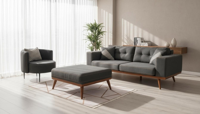 Modernes Ecksofa Mit Sessel Wohnzimmergarnitur Luxus Einrichtungsmöbel 3+1